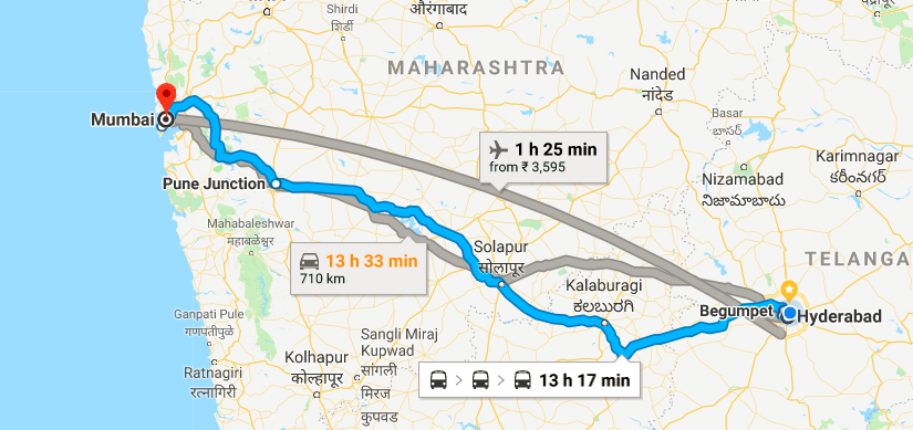 Distance Between Hyderabad To Mumbai Hyderabad To Mumbai Distance By Road By Bus Or Car